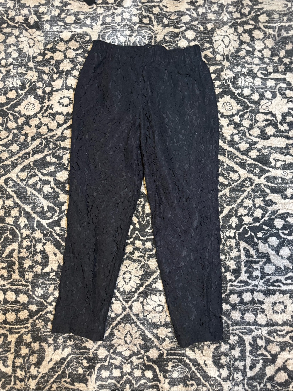 J. Crew Black Lace Elastic Waist Pants